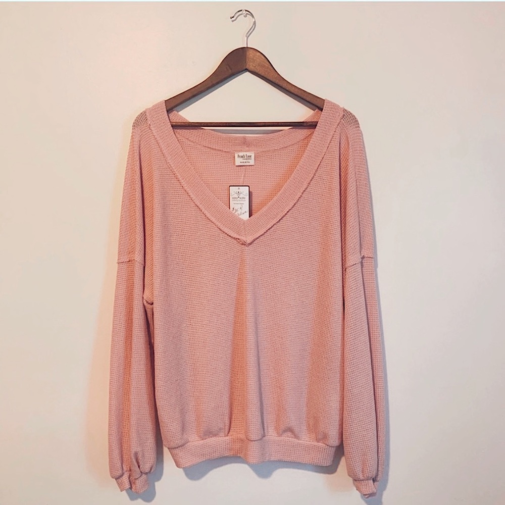 Peach Love Light Pink Breathable Wide Neck Sweater